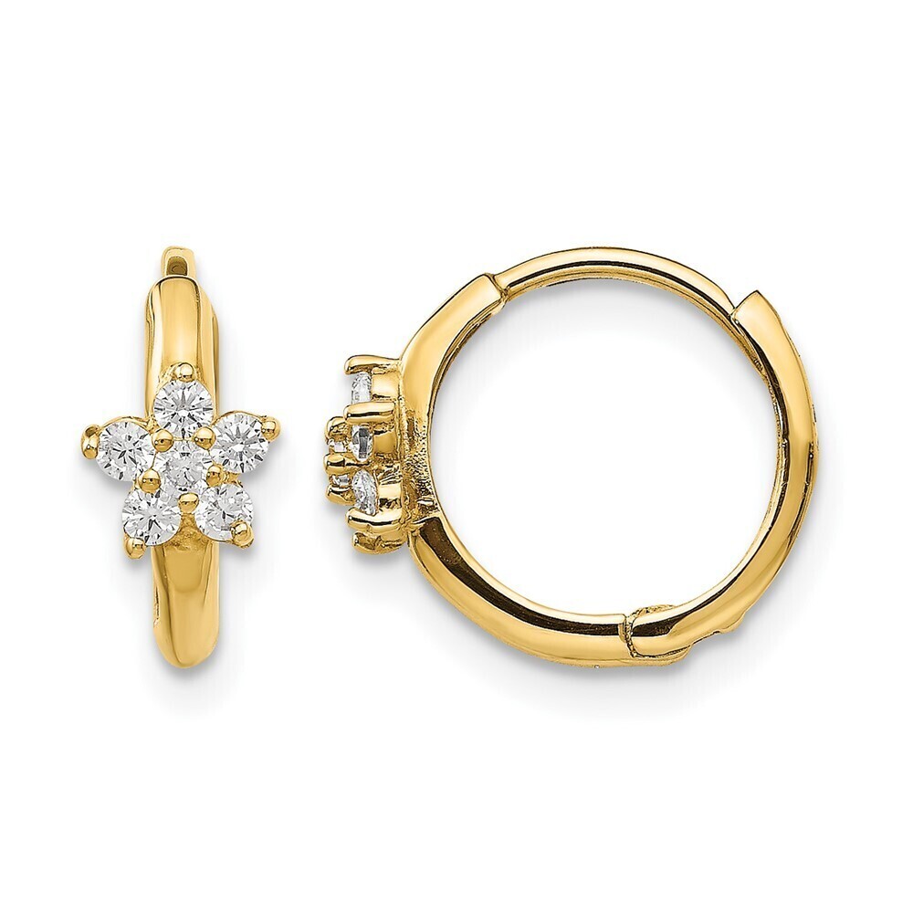 14k Yellow Gold Madi K CZFlower Hinged Hoop Earrings
